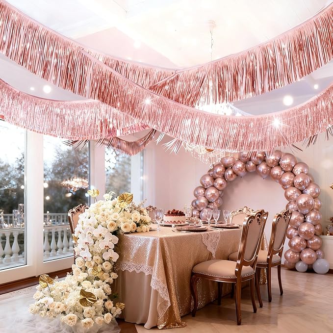 CC Wonderland Rose Gold Fringe Banner - 5 Ft.Pack of 2 - Image 3