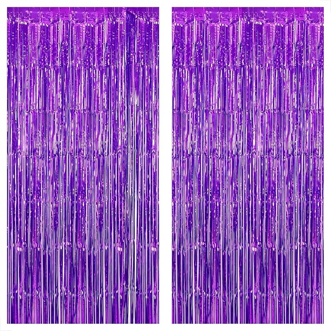 KatchOn, Metallic Purple Foil Fringe Curtain by KatchOn