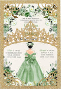 50Pcs Sage Green Crown Quinceanera Invitation by DreamBuilt