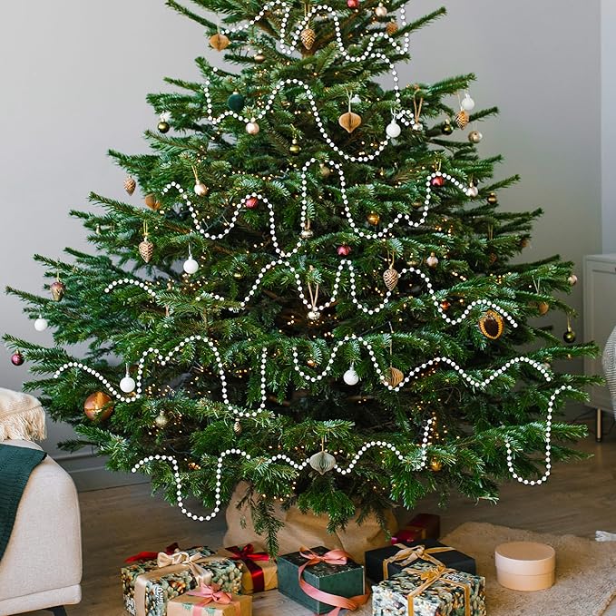 100 Feet White Christmas Tree Garland, Artificial Beads Strands Chain, - Image 4