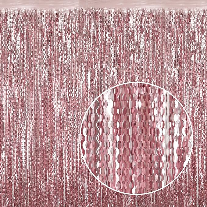 4 Pack 3.3x6.6ft Pink Tinsel Curtain Party Backdrop - Image 2