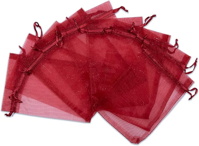 TheDisplayGuys 48-Pack 4x6 Maroon Sheer Organza Gift Bags - Image 6