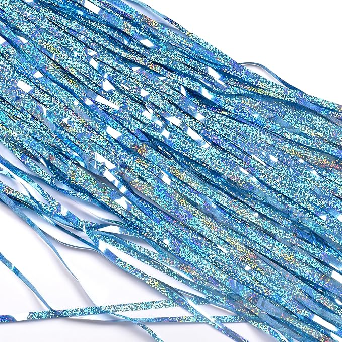 BRAVESHINE Light Blue Tinsel Foil Fringe Curtains - Image 9