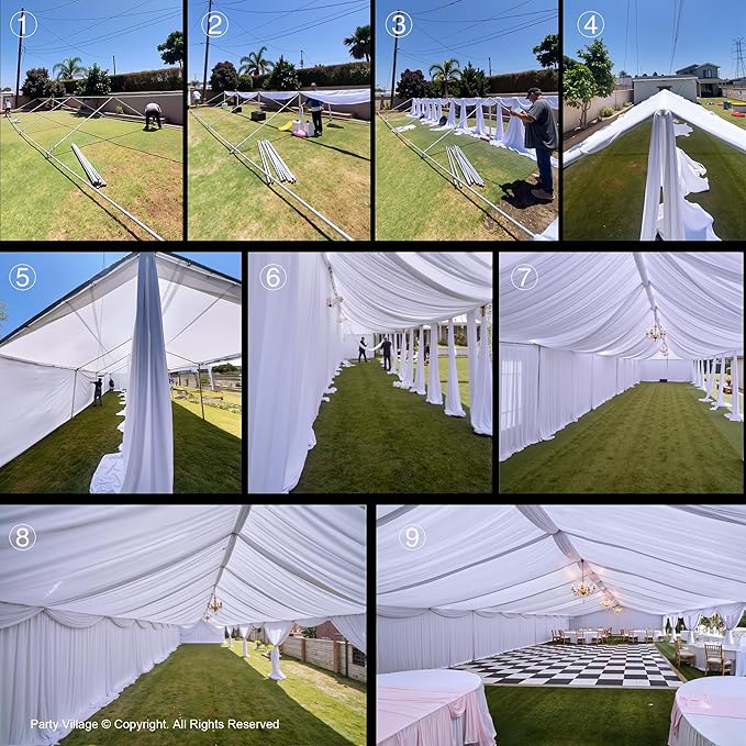 PartyVillage 20ftx40ft White Ceiling Curtain - Image 9