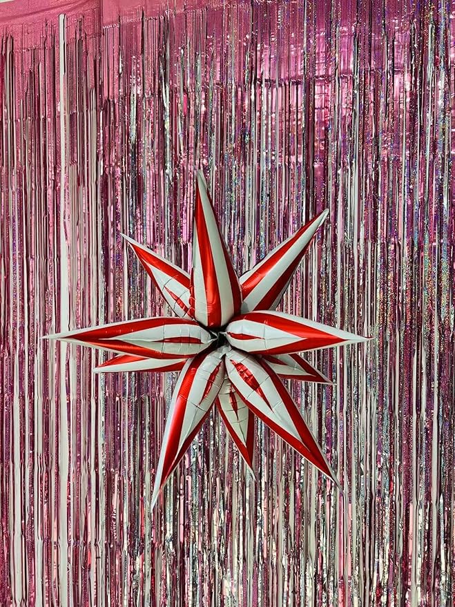 3pcs 26inch 3D Red white Explosion Star foil balloon - Image 5
