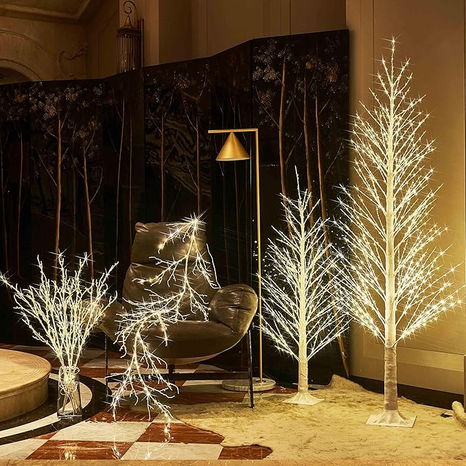 Hairui Lighted Branches with Iredescent Glitter 120 Fairy Lights USB Plug in - Image 7