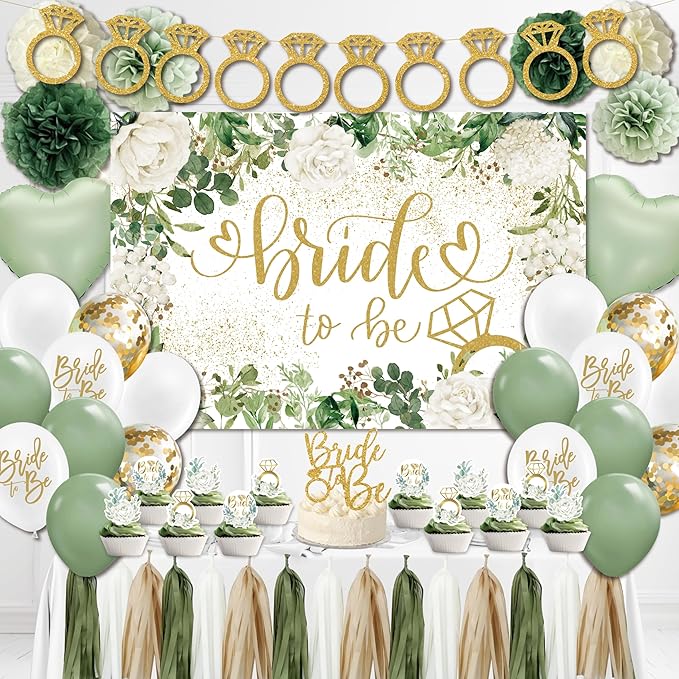 Sage Green Bridal Shower Decorations, Bachelorette Party Decorations, Bride to by jenlion
