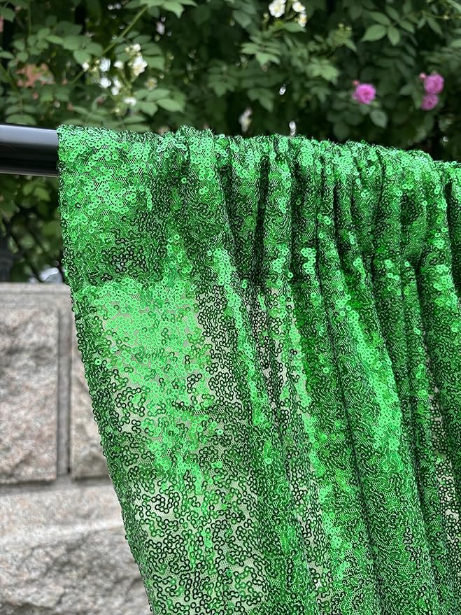 Green Sequin Backdrop Curtains 1 Panel 10FTx10FT Glitter Green Photo Backdrop - Image 4