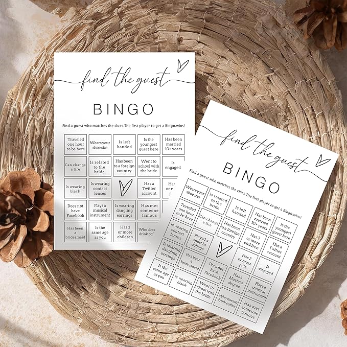 Fun Wedding Shower Bingo 25Pcs Prefilled Find The Guest Bingo Game Cards - Image 3