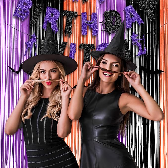 Black Purple Orange Party Streamers - Image 3