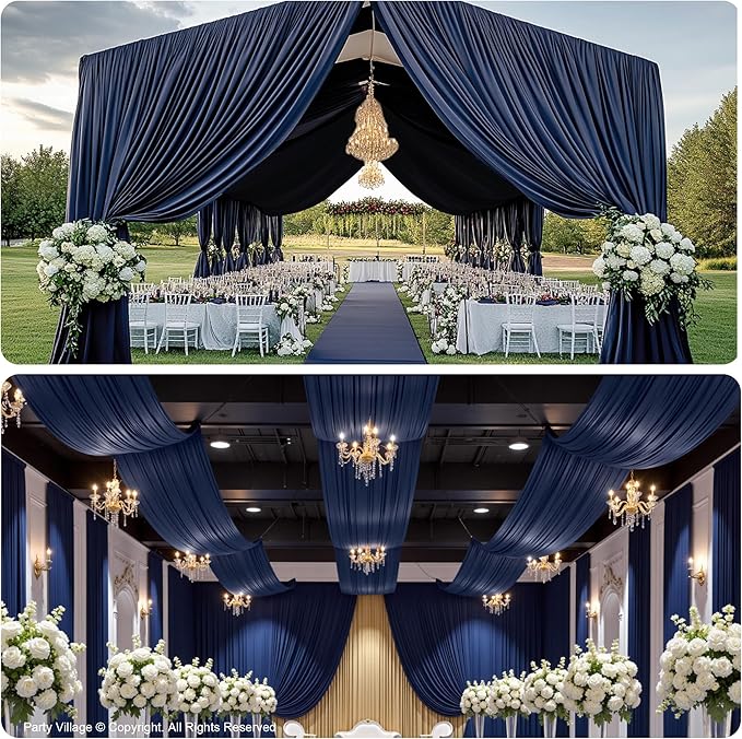 PartyVillage 20ftx40ft Navy Blue Ceiling Curtain - Image 3