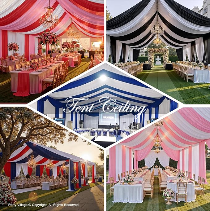PartyVillage 6 Panels 5ftx30ft White Ceiling Drapes - Image 5