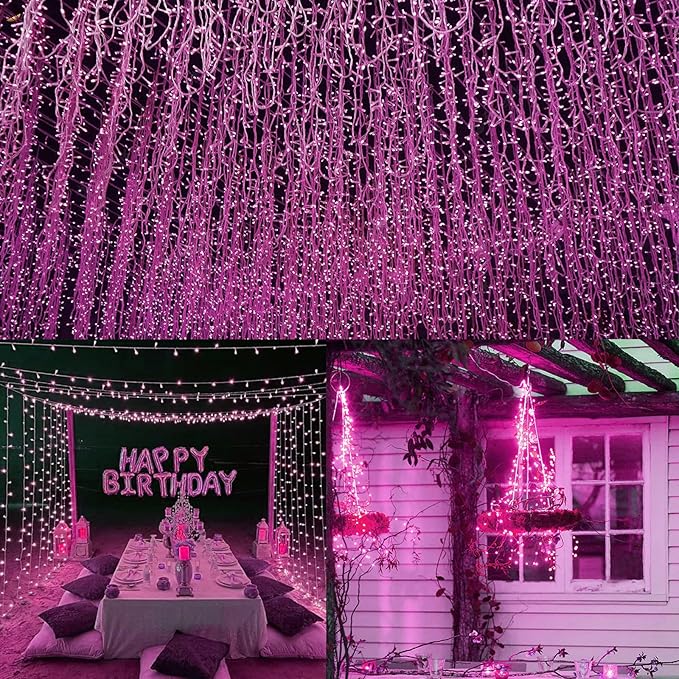 66Ft 200 LED Pink Fairy Lights Plug in, Waterproof String Lights Outdoor & - Image 3