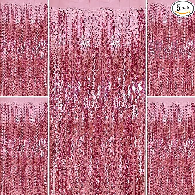 Pink Foil Curtain & Fringe Backdrop by AMONE