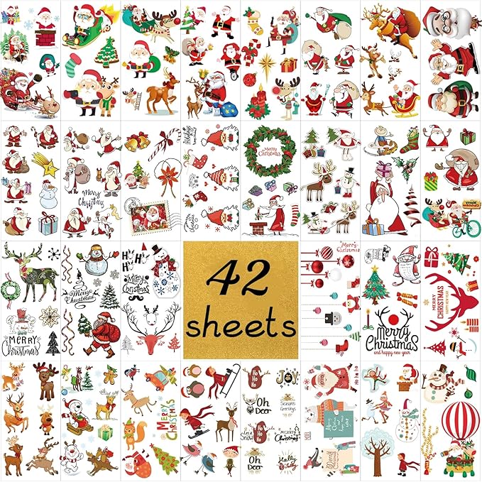 42 Sheets Christmas Temporary Tattoos by XIYOKA