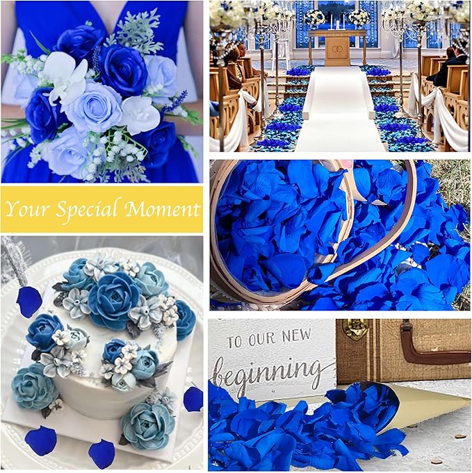 200Pcs Real Dried Preserved Royal Blue Rose Petals, Natural Flowers 1.75oz - Image 5