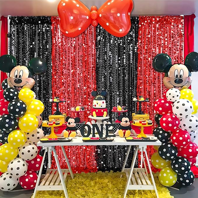 4ftx8ft Red Sequin Backdrop 2 Panels Big Payette Sequin Fabric Background - Image 5