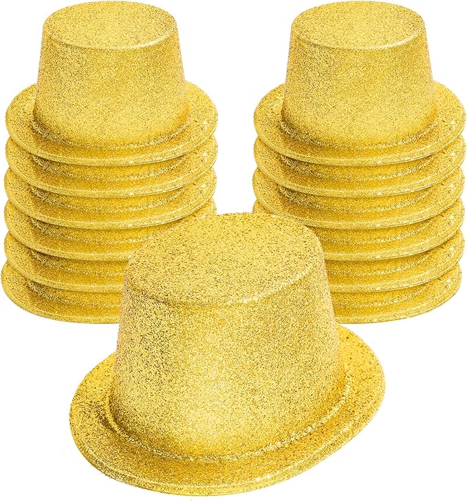 Hillban 12 Pcs Top Hats Halloween Glitter Plastic Retro Disco Party Hats by Hillban