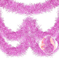 25 Feet Macaron Pink Christmas Tinsel Garland, Metallic Foil Twist Garland Wall by AIKENLIN