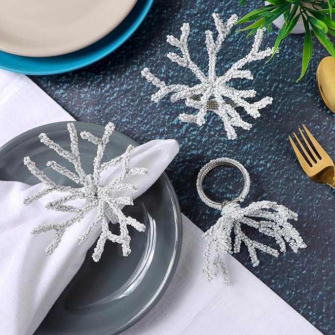 Beaded Napkin Rings Set for Dining Table - Image 2