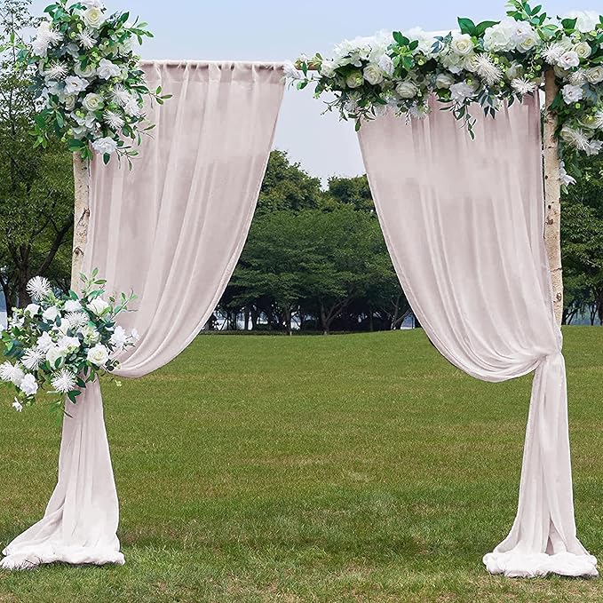 PARTISKY 10ftx7ft Taupe Chiffon Backdrop Curtains, Wrinkle-Free Sheer Fabric - Image 6