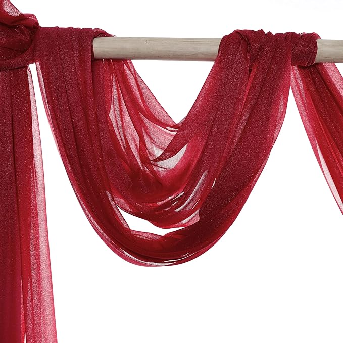 VDS Pack of 2 Panel Wedding Arch Draping Fabric Sheer Chiffon Fabric Drapery - Image 2