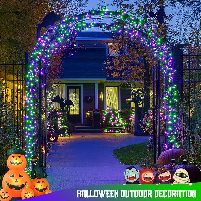 JMEXSUSS Purple and Green Halloween Lights, Total 66 FT 200 LED Solar Halloween - Image 8