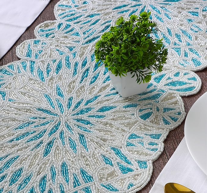 Handcrafted Beaded Table Runner – Elegant, Stain-Resistant Glass Bead & - Image 7