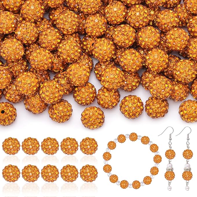 200pcs 10mm Rhinestone Beads for Jewelry Making, Sparkle Crystal Clay Christmas by TINKRSTUFF
