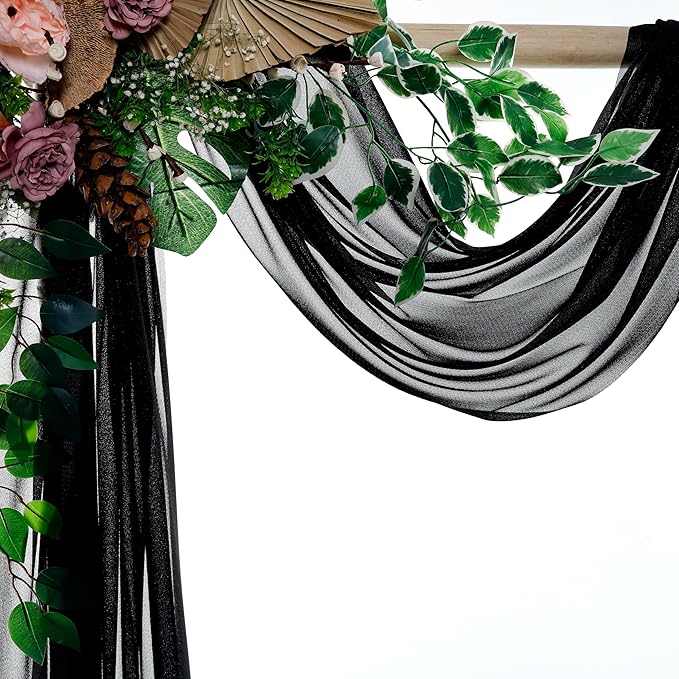 VDS Pack of 2 Panel Wedding Arch Draping Fabric Sheer Chiffon Fabric Drapery - Image 3