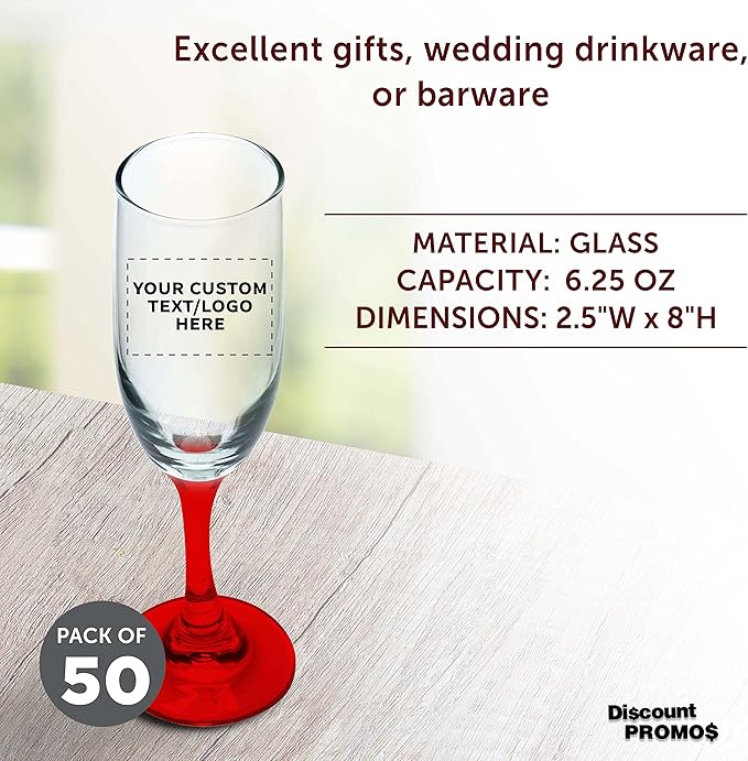 DISCOUNT PROMOS Custom Premiere Champagne Flutes 6.25 oz. Set of 50, - Image 4