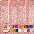 4 Pack Rose Gold Foil Fringe Backdrop Curtains, Tinsel Streamers Birthday Party by Voircoloria