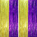 2 Pack Purple and Gold Foil Fringe Backdrop Curtains, Tinsel Streamers Party by Voircoloria