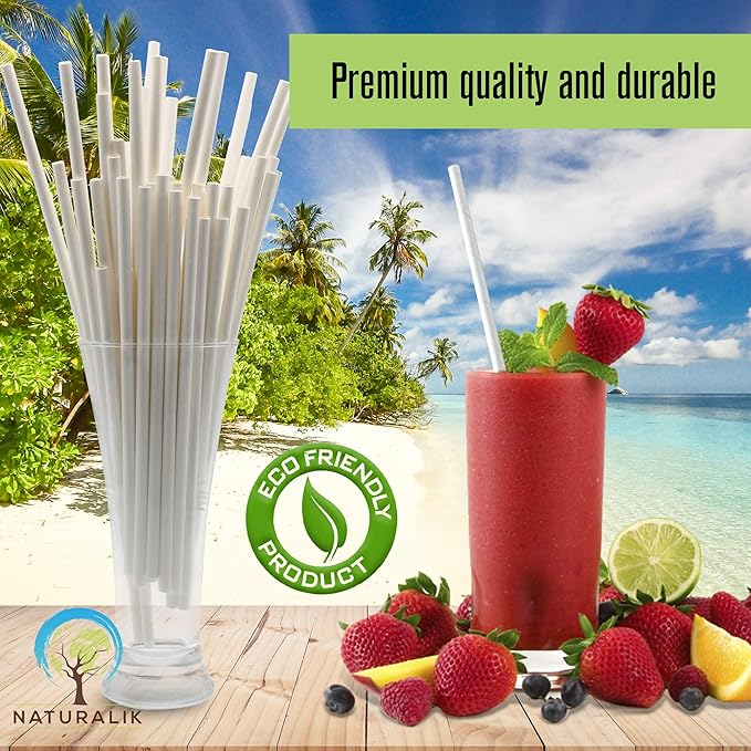 300/1000-Pack Extra Durable White Paper Straws Biodegradable- Premium - Image 5