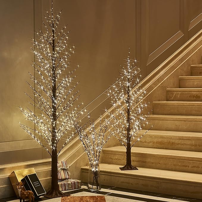 BAOLITVINE Lighted Branches Brown 32IN 200 Warm White Fairy Lights, Lighted - Image 4