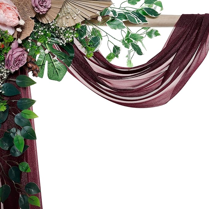 VDS Pack of 2 Panel Wedding Arch Draping Fabric Sheer Chiffon Fabric Drapery - Image 3