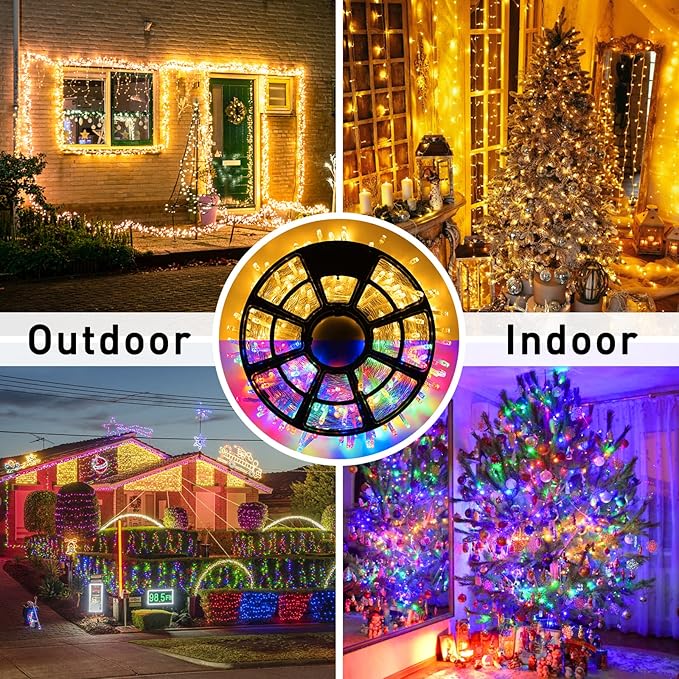 JMEXSUSS 600 LED Color Changing String Lights Plug in, 168FT Warm White & - Image 7