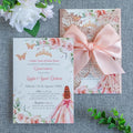 20 PCS 5.12x7.2 Butterfly Personalized Quinceanera Invitation, Customized XV by FEIYI