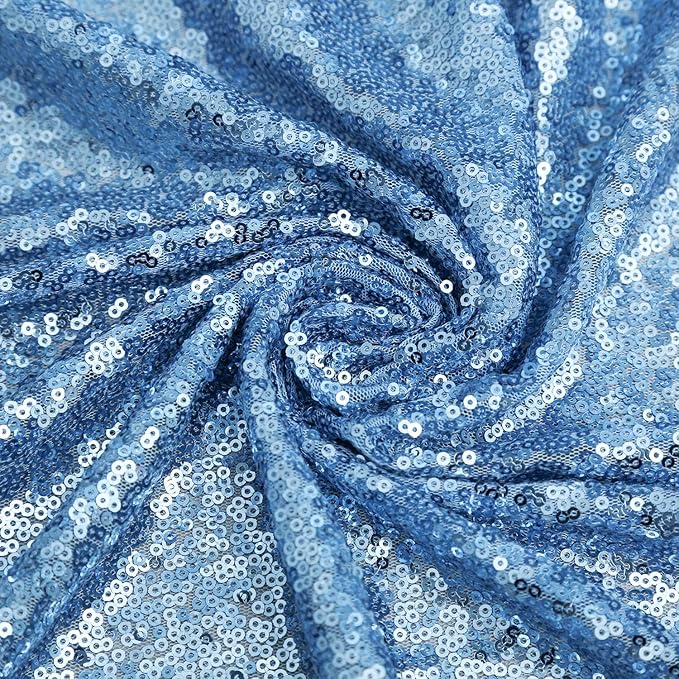 Baby Blue Sequin Backdrop Curtain 7ft x 7ft Glitter Photo Background - Image 6