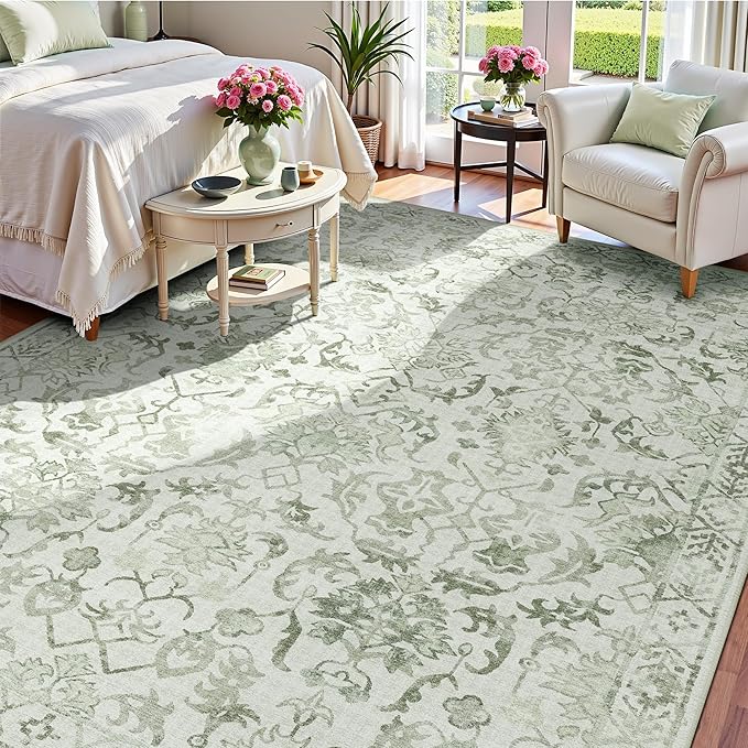 Deerly Sage Rugs 8x10 for Living Room Soft Non-Slip, Large Vintage Area Rug - Image 9
