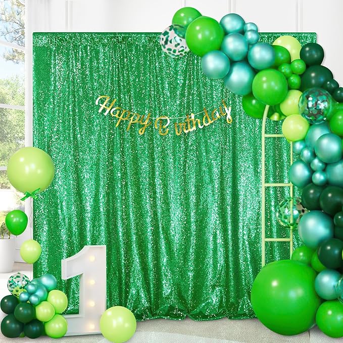 Dark Green 10ftx10ft Sequin Backdrop Curtain Glitter Christmas Background - Image 6