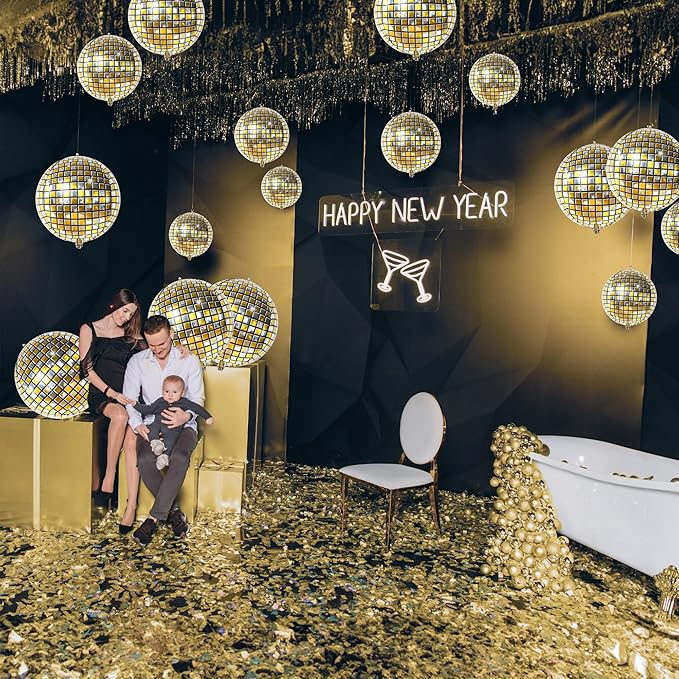 KatchOn, Huge Gold Disco Ball Balloons - Image 3
