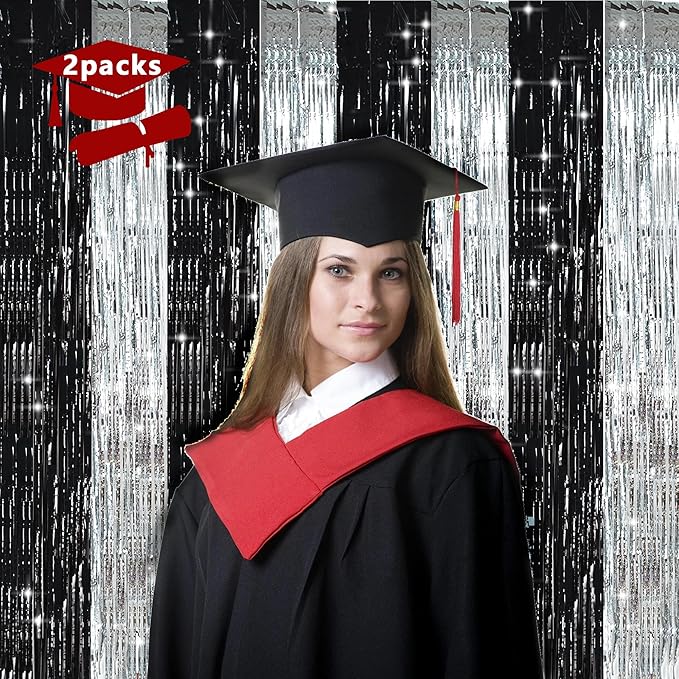 TONIFUL Silver Black Door Streamers, New Year, Graduation, Bachelorette Party - Image 3