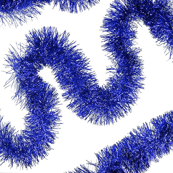 32.8 Ft Blue Christmas Tinsel Garland Metallic Shiny Tassle Banner Wall Hanging by SHUYITT