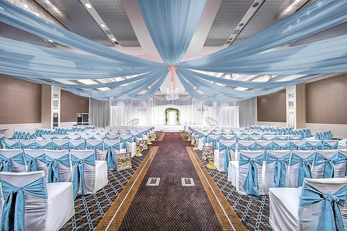 6 Panels Dusty Blue Ceiling Drapes - Image 6