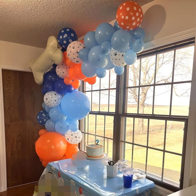 Blue and Orange Balloons Set, 12 Inch Orange Royal Pastel Dark Blue Balloon - Image 5