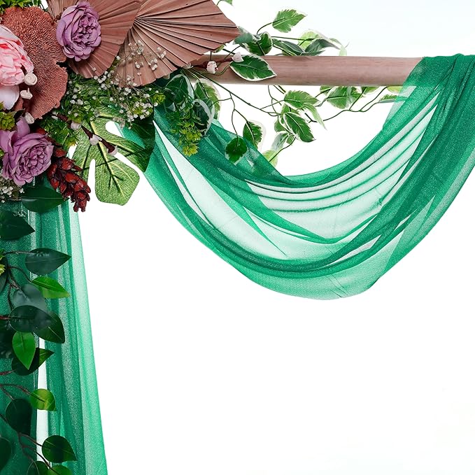 VDS Pack of 3 Panel Wedding Arch Draping Fabric Sheer Chiffon Fabric Drapery - Image 3