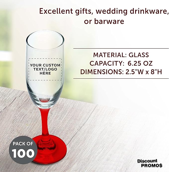 DISCOUNT PROMOS Custom Premiere Champagne Flutes 6.25 oz. Set of 100, - Image 4