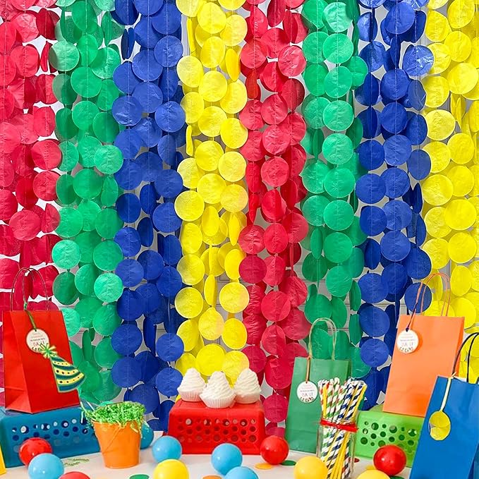 205Ft Super Mario Party Decorations Red Green Blue Yellow Big Polka Dot Tissue - Image 6