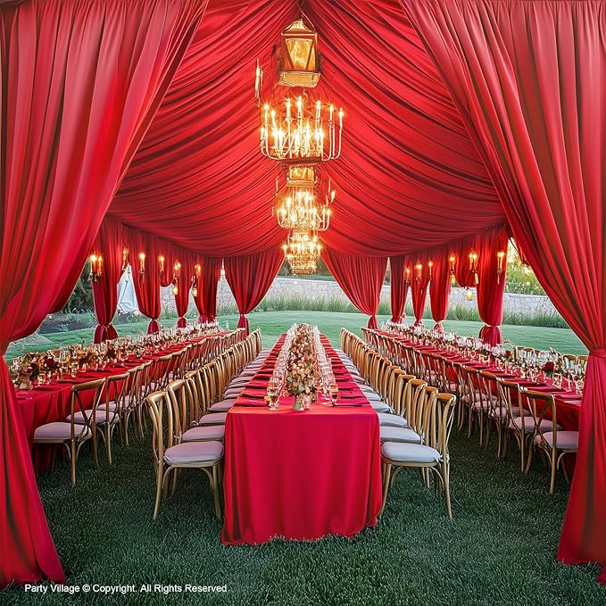PartyVillage 20ftx40ft Red Ceiling Curtain - Image 8